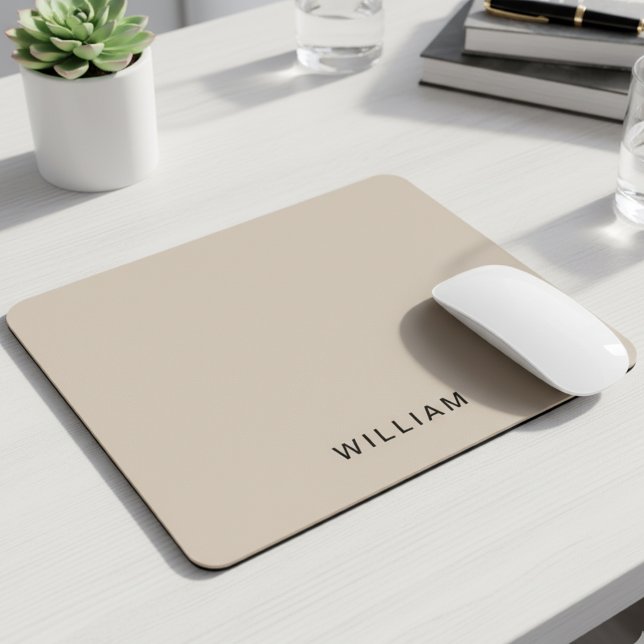 Personalised Beige & Monogram | Elegant Custom Mouse Pad (Creator Uploaded)