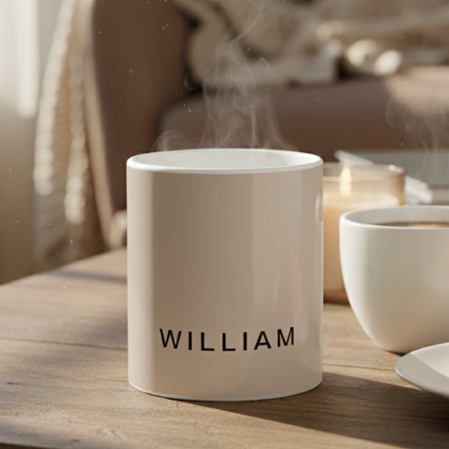 Personalised Beige & Monogram with Custom Coffee Mug (Creator Uploaded)
