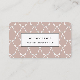 Personalised Beige Moroccan Lattice Modern Business Card