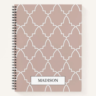 Personalised Beige Moroccan Lattice Pattern Notebook