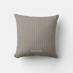 Personalised beige pinstripes cushion