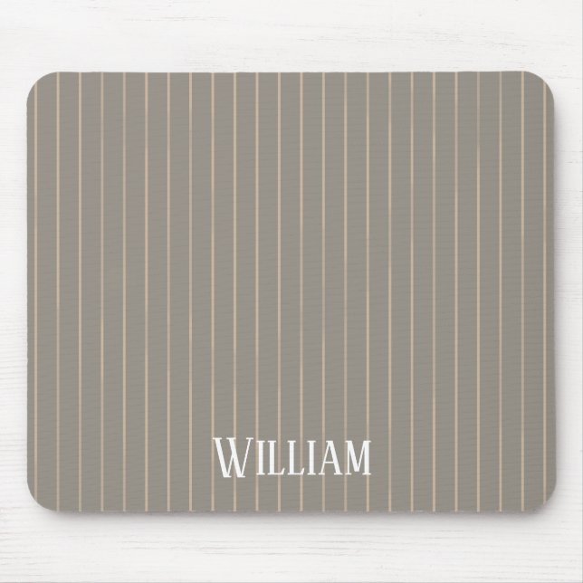 Personalised beige pinstripes mouse pad (Front)
