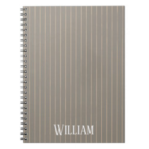 Personalised beige pinstripes notebook