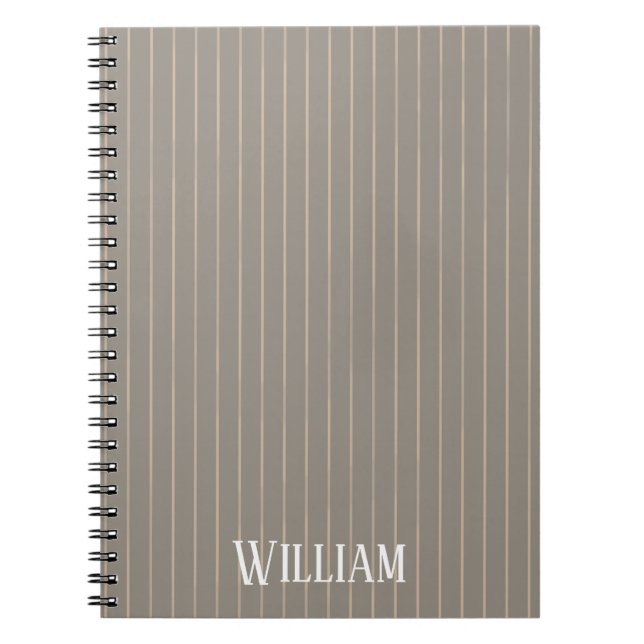 Personalised beige pinstripes notebook (Front)