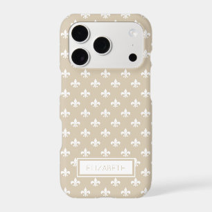 Personalised Beige White Fleur de Lis Pattern