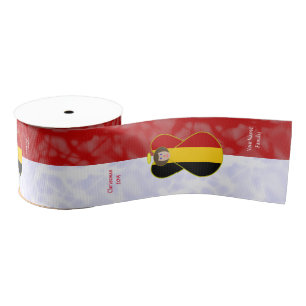 Personalised Belgian Angel Brown Hair Flag Grosgrain Ribbon