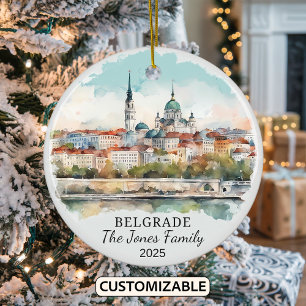 Personalised Belgrade Ornament, Serbia Gift Ceramic Tree Decoration