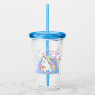 Personalised Believe In Unicorns Name Acrylic Tumbler