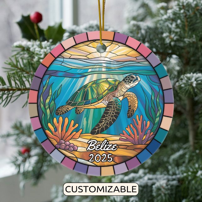 Personalised Belise Ornament, Sea Turtle Ceramic Tree Decoration (Creator Uploaded)