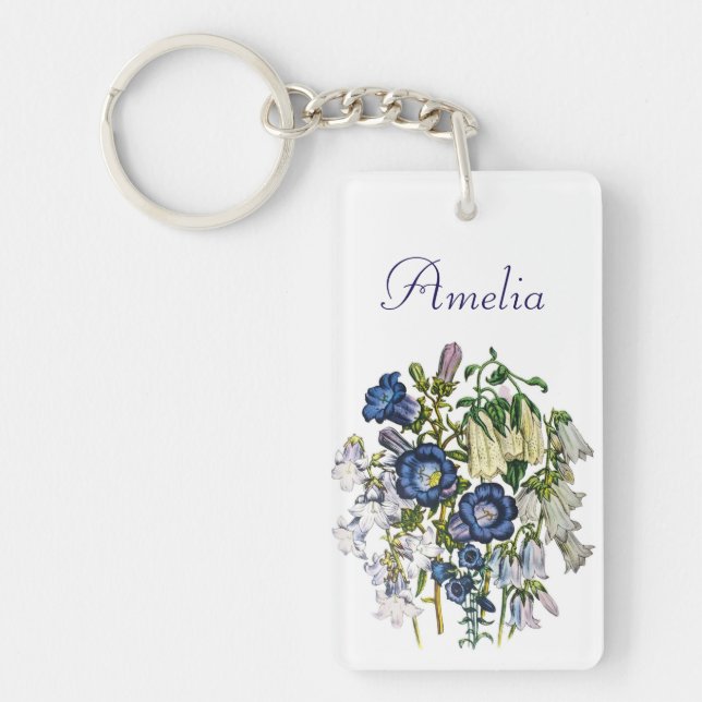 Personalised Bellflowers Key Ring (Front)