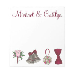 Personalised Bells Flowers Wedding Favour Notepads