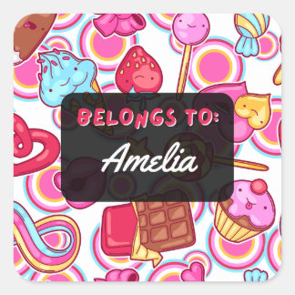 Personalised BELONGS TO Kawaii Sweets Sticker