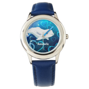 Personalised Beluga Whale and Blue Hearts Arctic Watch