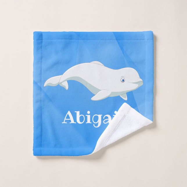 Personalised Beluga Whale Blue, White Arctic Ocean Wash Cloth (Wash Cloth)