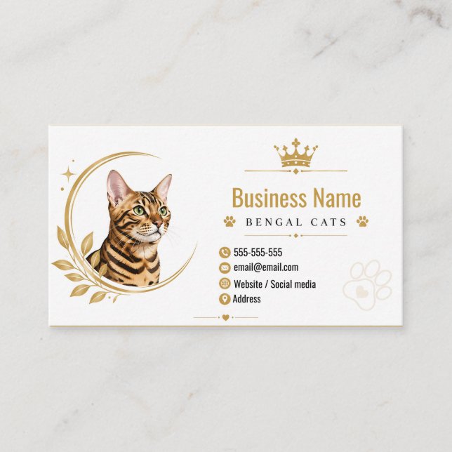 Personalised Bengal Cattery Modern Business Card (Front)