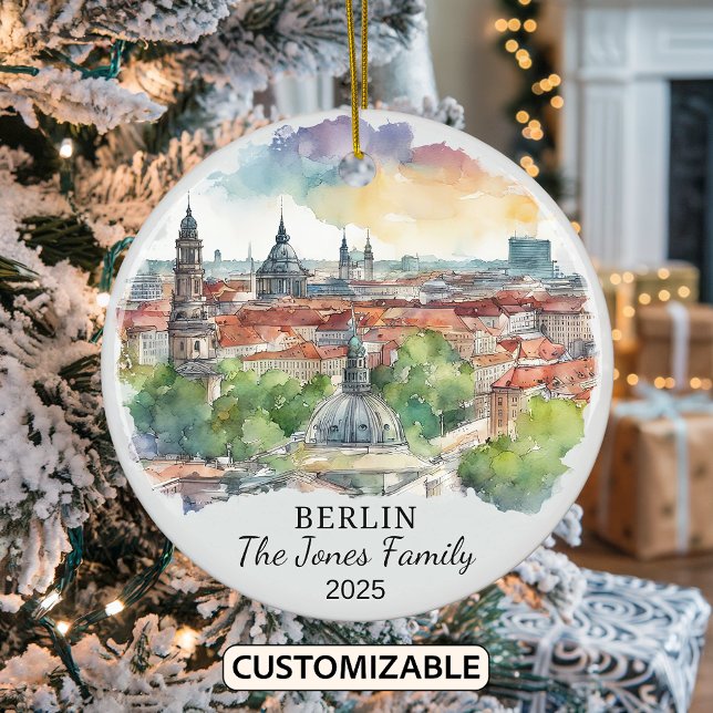 Personalised Berlin Ornament, Germany Gift Ceramic Tree Decoration (Creator Uploaded)