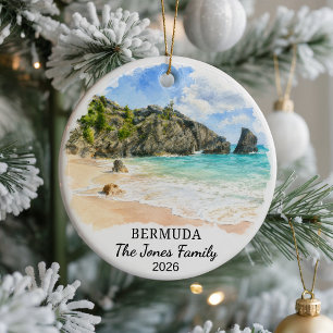 Personalised Bermuda Ceramic Ornament, Custom Cari Tree Decoration