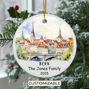 Personalised Bern Ornament, Switzerland Ceramic Tree Decoration