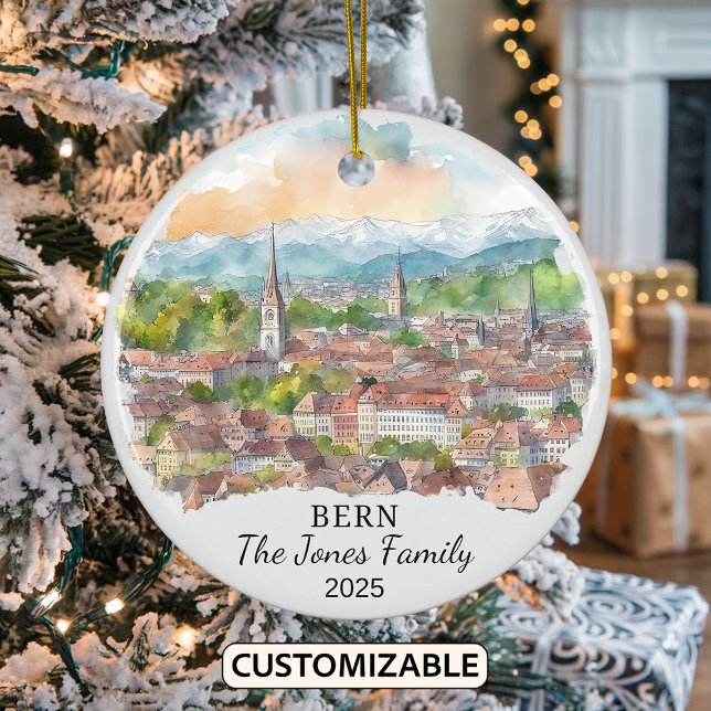 Personalised Bern Ornament, Switzerland Gift Ceramic Tree Decoration (Creator Uploaded)