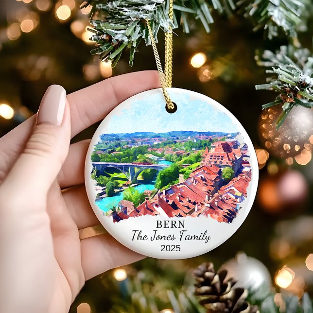 Personalised Bern Ornament, Switzerland Gift Ceramic Tree Decoration (Creator Uploaded)