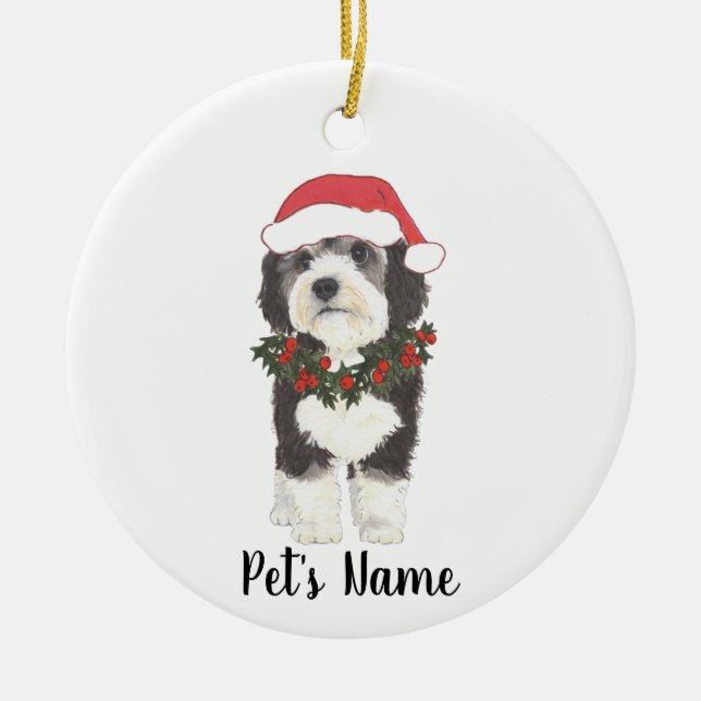 Personalised Bernedoodle Ceramic Ornament (Front)