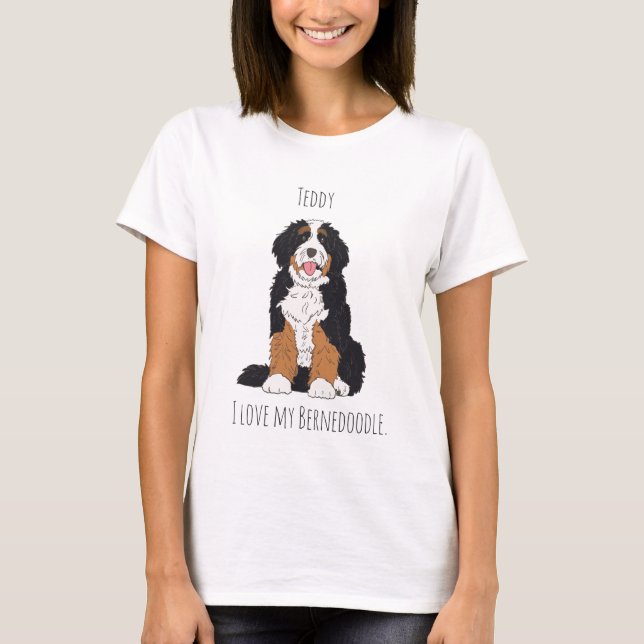 Personalised Bernedoodle Dog Mum Custom Name T-Shirt (Front)