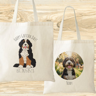 Personalised Bernedoodle Gotcha Day Photo Gift Tote Bag