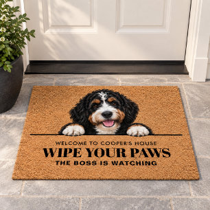 Personalised Bernedoodle Wipe Your Paws Doormat