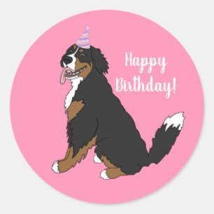 Personalised Bernese Mountain Dog Birthday Classic Round Sticker
