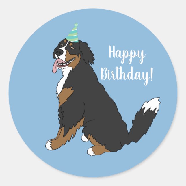 Personalised Bernese Mountain Dog Birthday  Classic Round Sticker (Front)