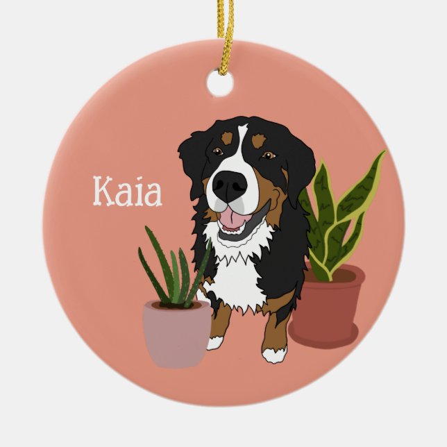 Personalised Bernese Mountain Dog  Ceramic Tree Decoration (Front)