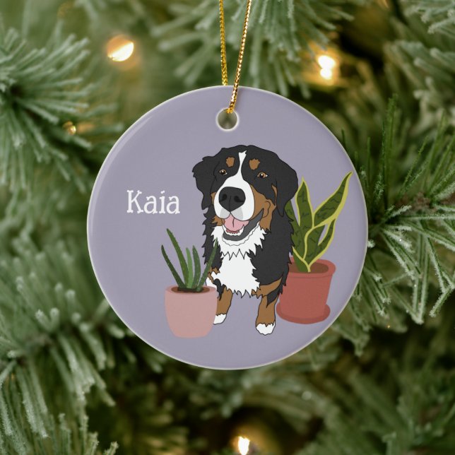 Personalised Bernese Mountain Dog Ceramic Tree Decoration (Tree)