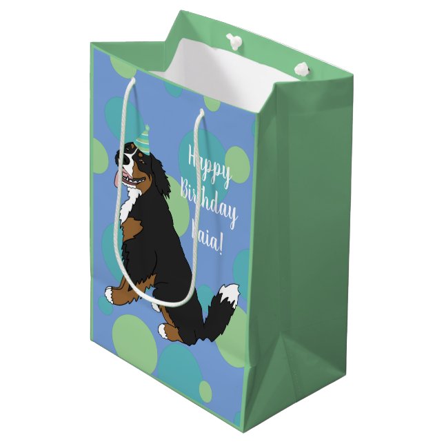 Personalised Bernese Mountain Dog  Medium Gift Bag (Front Angled)