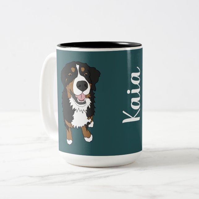 Personalised Bernese Mountain Dog   Two-Tone Coffee Mug (Front Left)