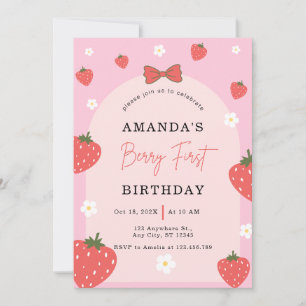 Personalised Berry 1st Birthday Invitation