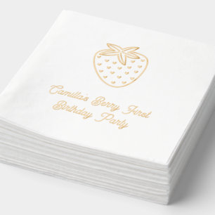Personalised Berry First Birthday Gold Napkins