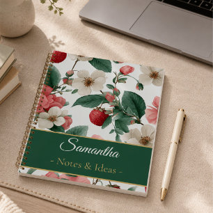 Personalised Berry Floral Custom Name Notebook
