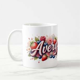 Personalised Berry Floral Name Mug – Avery