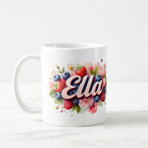 Personalised Berry Floral Name Mug – Ella