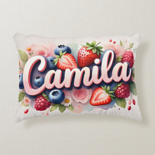 Personalised Berry Floral Name Pillow " Camila "