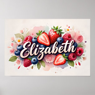 Personalised Berry Floral Name Poster "Elizabeth"