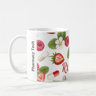 Personalised Berry, Flower & RX Symbol Pharmacy Coffee Mug