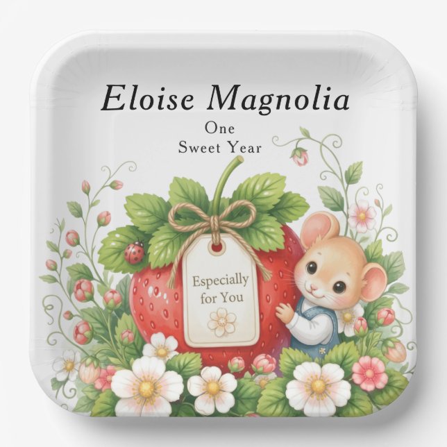 Personalised Berry Sweet Square Birthday Plate (Front)