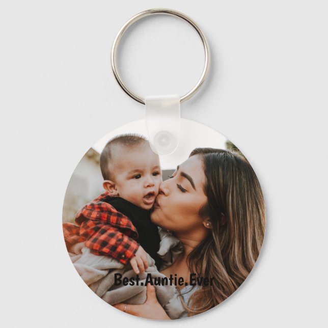 Personalised Best Auntie Ever Custom Photo Key Ring (Front)