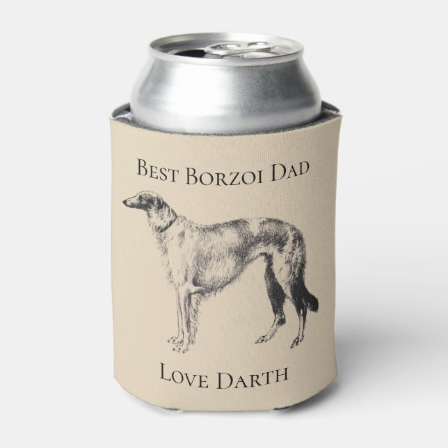 Personalised Best Borzoi Dad Can Cooler (Can Front)