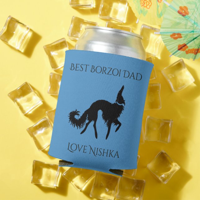 Personalised Best Borzoi Dad Can Cooler (In Situ Summer)
