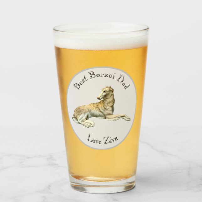 Personalised Best Borzoi Dad Glass (Front Filled)