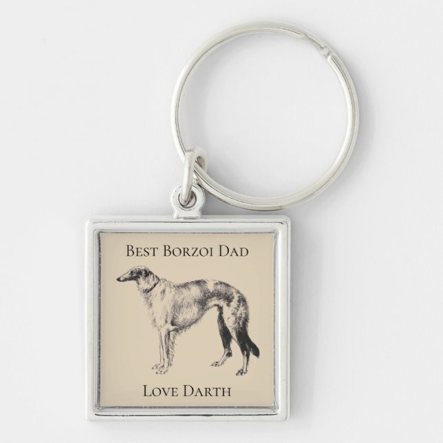 Personalised Best Borzoi Dad Key Ring (Front)