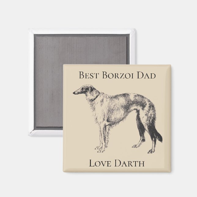 Personalised Best Borzoi Dad Magnet (Front/Back)