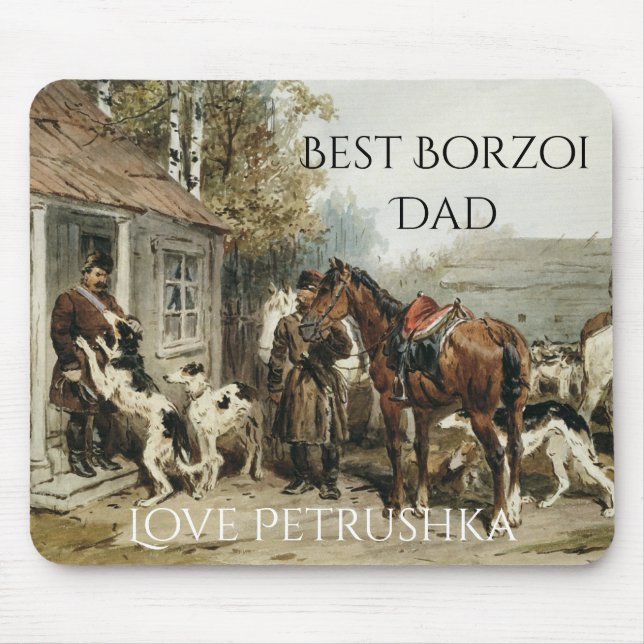 Personalised Best Borzoi Dad Mouse Pad (Front)